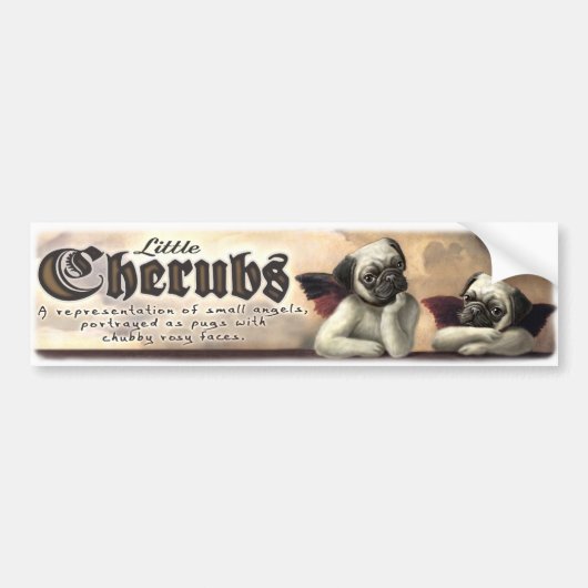Kleine Cherub-design voor Pug Lovers Bumpersticker (Voorkant)