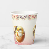 Kleine Chick Hatching Bloemen Papier Kopjes Papieren Bekers (Voorkant)