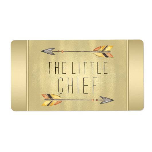Kleine Chief Tribal Arrow Baby shower Waterfles Etiket (Voorkant)