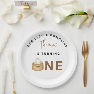 Kleine Chinese dumpling eerste verjaardagsfeest Papieren Bordje
