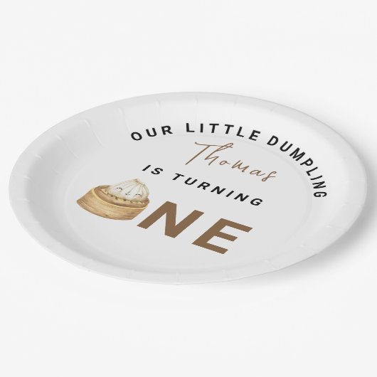 Kleine Chinese dumpling eerste verjaardagsfeest Papieren Bordje (Gekanteld)