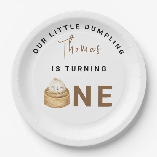 Kleine Chinese dumpling eerste verjaardagsfeest Papieren Bordje (Voorkant)