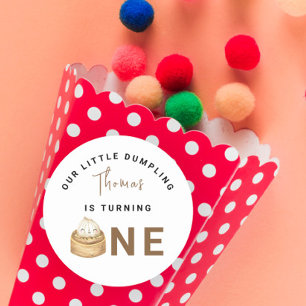 Kleine Chinese dumpling eerste verjaardagsfeest Ronde Sticker