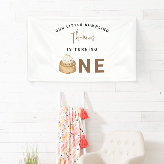 Kleine Chinese dumpling eerste verjaardagsfeest Spandoek (Insitu)