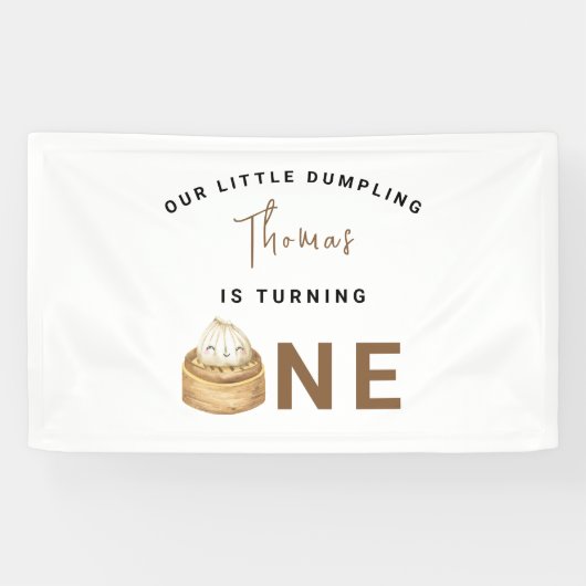 Kleine Chinese dumpling eerste verjaardagsfeest Spandoek (Horizontaal)