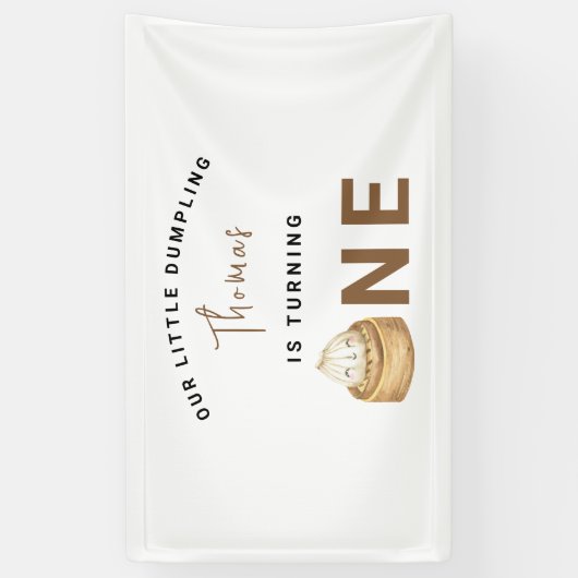 Kleine Chinese dumpling eerste verjaardagsfeest Spandoek (Verticaal)