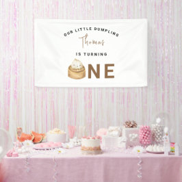 Kleine Chinese dumpling eerste verjaardagsfeestje Spandoek