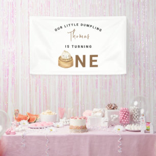 Kleine Chinese dumpling eerste verjaardagsfeestje Spandoek
