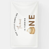 Kleine Chinese dumpling eerste verjaardagsfeestje  Spandoek (Verticaal)