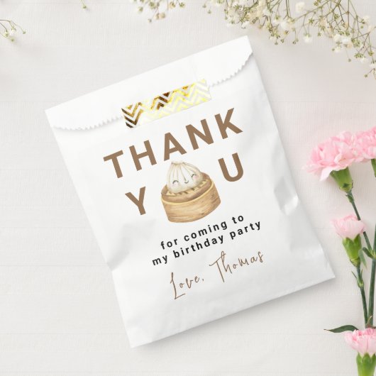 Kleine Chinese knoedel eerste verjaardag Dank u Bedankzakje (Gezegeld)