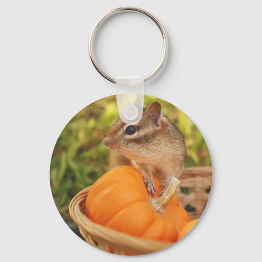 Kleine Chipmunk met pompoen Sleutelhanger (Voorkant)