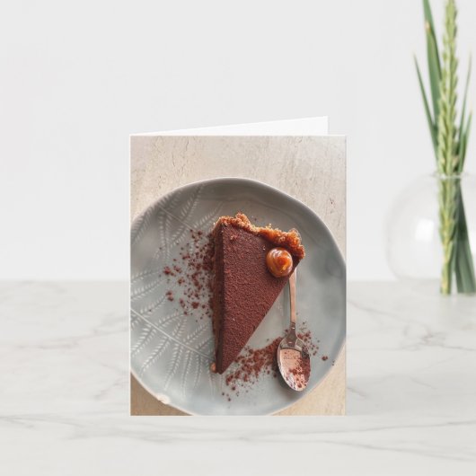 Kleine Chocolade Caramel Torte Verjaardag Kaart (Voorkant)