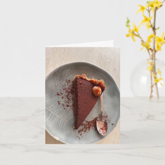Kleine Chocolade Caramel Torte Verjaardag Kaart (Gele Bloem)