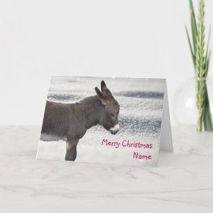 Kleine chocolade Donkey Snowy-kerstkaart Feestdagen Kaart