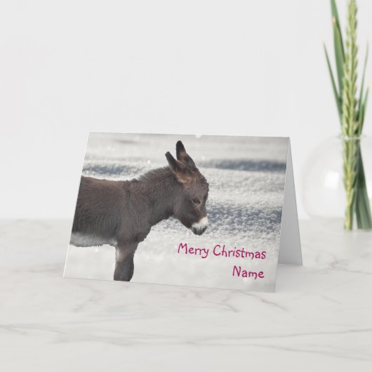 Kleine chocolade Donkey Snowy-kerstkaart Feestdagen Kaart (Voorkant)