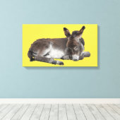 Kleine chocolade ezel Baby veulen leggen Canvas Afdruk (Insitu (Houten vloer))