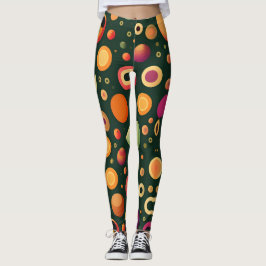Kleine cirkels geel zwart geometrisch patroon leggings