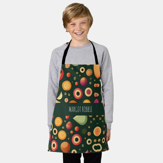 Kleine cirkels geel zwart geometrisch patroon schort (Gedragen)