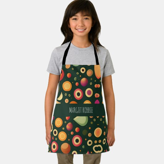 Kleine cirkels geel zwart geometrisch patroon schort (Insitu)