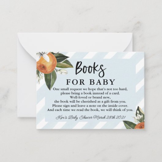 Kleine clementineboeken met cutie-Baby shower voor Notitiekaartje (Voorkant)