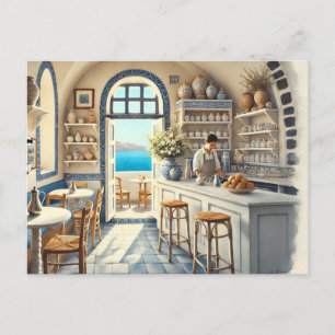 Kleine coffeeshop in Santorini Briefkaart