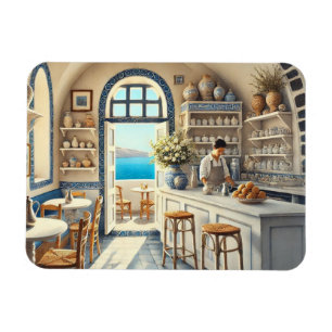 Kleine coffeeshop in Santorini Magneet