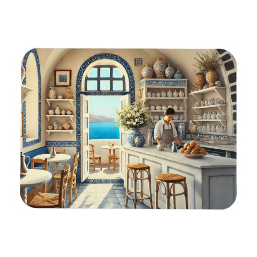 Kleine coffeeshop in Santorini Magneet (Horizontaal)