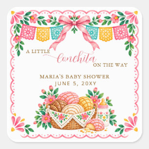 Kleine Concha Op Weg Mexicaanse Baby Shower Vierkante Sticker