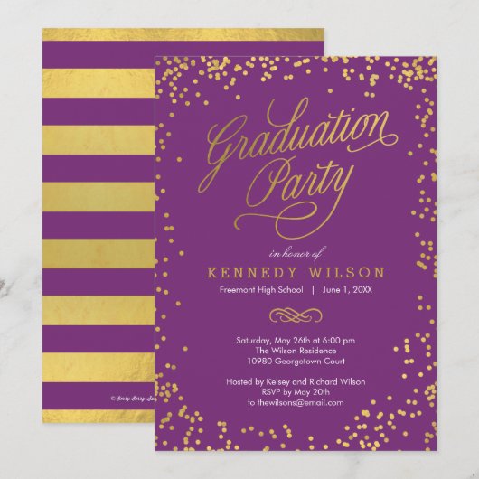 Kleine Confetti EDITABLE COLOR Graduparty Kaart (Voorkant / Achterkant)