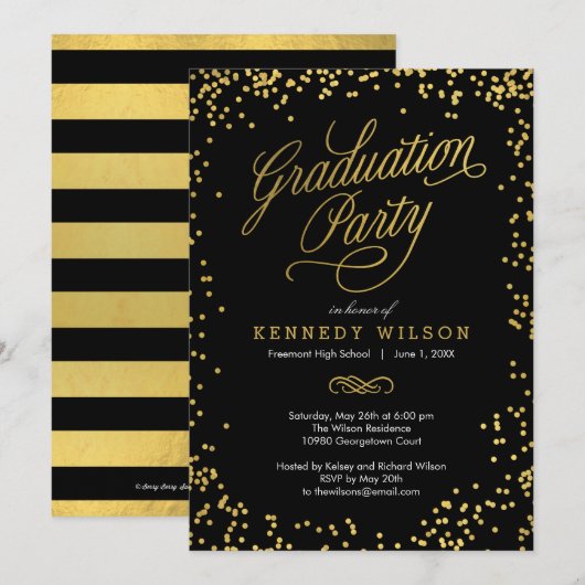 Kleine Confetti EDITABLE COLOR Graduparty Kaart (Voorkant / Achterkant)