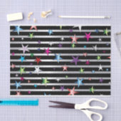 Kleine Confetti sterren op zwarte en zilveren stre Tissuepapier (Craft)