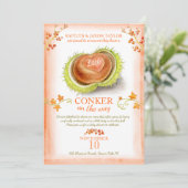 Kleine conker hart waterverf baby shower aankondiging (Staand voorkant)