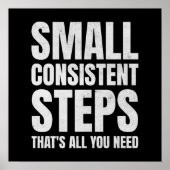 Kleine consistente stappen Consistentie Motivatie Poster (Voorkant)