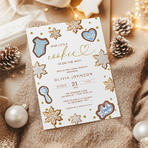 Kleine Cookie Blauwe Baby Shower Peperkoek Winter Kaart