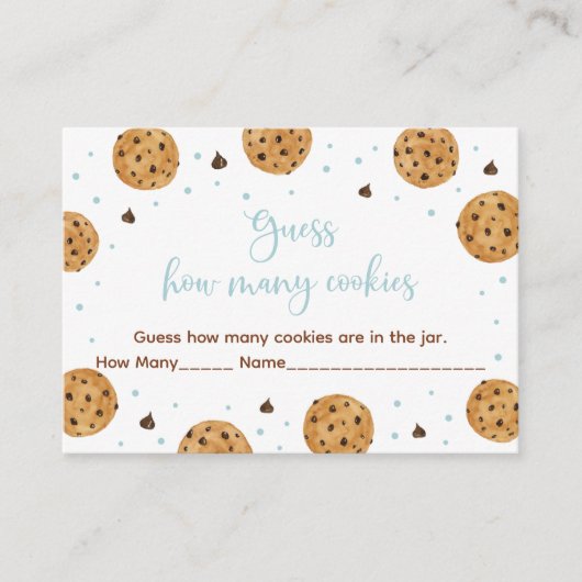 Kleine Cookie Blue Boy Raad eens hoeveel spellen Informatiekaartje (Voorkant)