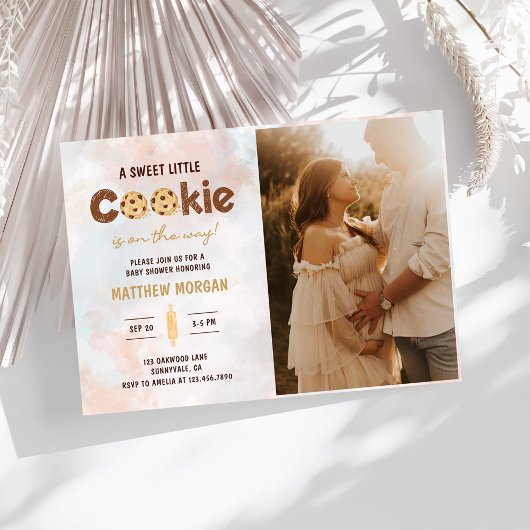 Kleine Cookie Boy Baby shower Foto Kaart