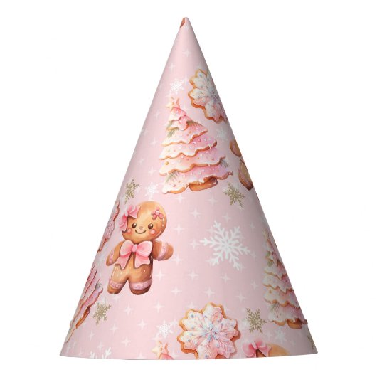 Kleine Cookie Gingerbread Man meisje Verjaardag Feesthoedjes (Voorkant)