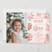 Kleine Cookie Kerstmis 1e verjaardag foto Kaart (Voorkant)