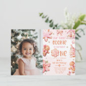 Kleine Cookie Kerstmis 1e verjaardag foto Kaart (Staand voorkant)
