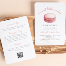 Kleine Cookie Macaron QR Code Roze Baby Shower