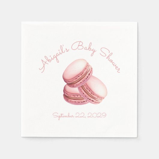 Kleine Cookie Macaron Roze Meisje Baby shower Servet (Voorkant)