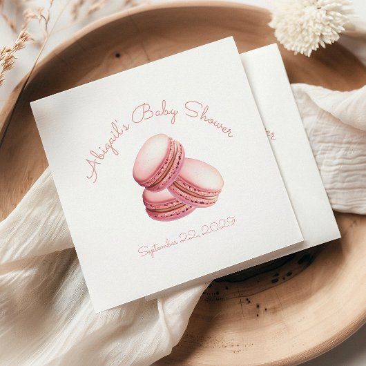 Kleine Cookie Macaron Roze Meisje Baby shower Servet