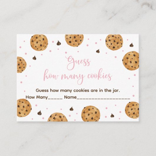 Kleine Cookie Roze Meisje Raad eens hoeveel spelle Informatiekaartje (Voorkant)