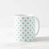 Kleine Cool Aqua Polka Dots op White Koffiemok (Voorkant rechts)