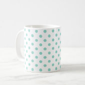 Kleine Cool Aqua Polka Dots op White Koffiemok (Voorkant links)