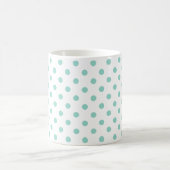 Kleine Cool Aqua Polka Dots op White Koffiemok (Center)