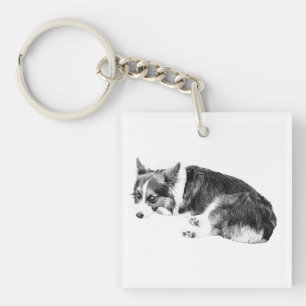Kleine Corgi, Trouw Vierkant Sleutelhanger
