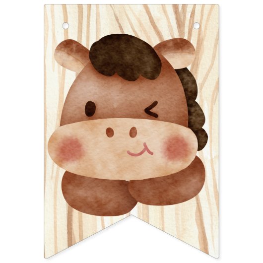 Kleine cowboy 1e rodeo verjaardagsfeest rustig vlaggetjes (Eerste vlag)