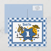 Kleine Cowboy 1e Verjaardag Dank u Briefkaart (Voorkant / Achterkant)