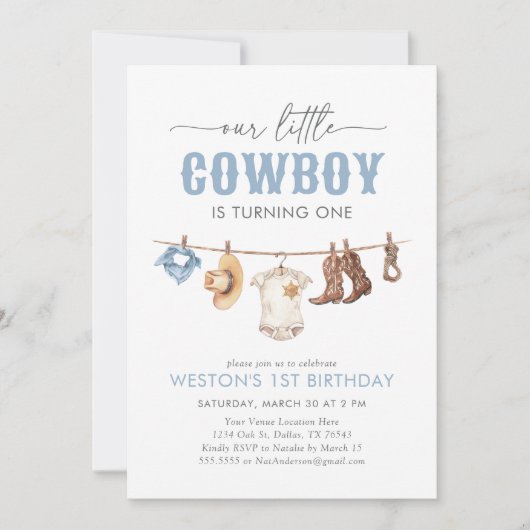 Kleine cowboy 1e verjaardag kaart (Voorkant)